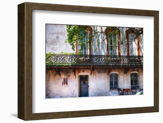 Old House with a Wrought Iron Balcony, Savannah, Georgia-George Oze-Framed Photographic Print