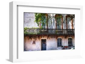 Old House with a Wrought Iron Balcony, Savannah, Georgia-George Oze-Framed Photographic Print