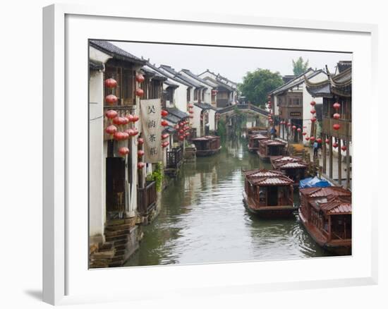 Old Houses Along the Grand Canal in Shantang Street, Old Town of Suzhou, Jiangsu, China-Keren Su-Framed Photographic Print