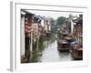 Old Houses Along the Grand Canal in Shantang Street, Old Town of Suzhou, Jiangsu, China-Keren Su-Framed Photographic Print