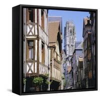 Old Houses and St. Ouen Church, Rouen, Seine Maritime, Haute Normandie (Normandy), France, Europe-Roy Rainford-Framed Stretched Canvas