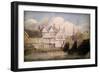 Old Houses and Wye Bridge, Hereford, 1820 (W/C over Pencil on Paper)-David Cox-Framed Giclee Print