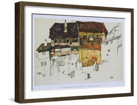 Old Houses at Krumau, 1914-Egon Schiele-Framed Art Print