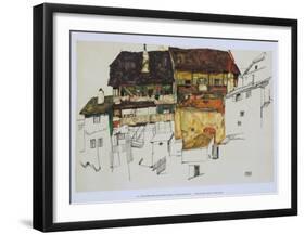 Old Houses at Krumau, 1914-Egon Schiele-Framed Art Print