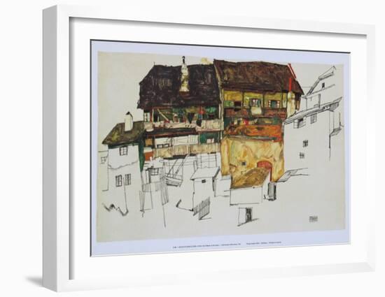 Old Houses at Krumau, 1914-Egon Schiele-Framed Art Print