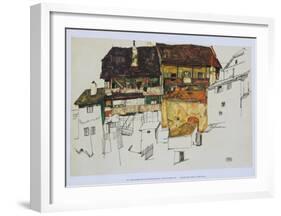 Old Houses at Krumau, 1914-Egon Schiele-Framed Art Print