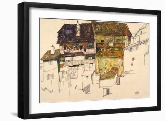 Old Houses in Krumau, 1914-Egon Schiele-Framed Giclee Print