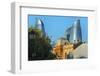 Old houses in the Inner City of Baku with Flaming Towers, Baku, Azerbaijan-Keren Su-Framed Photographic Print