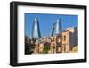 Old houses in the Inner City of Baku with Flaming Towers, Baku, Azerbaijan-Keren Su-Framed Photographic Print