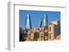 Old houses in the Inner City of Baku with Flaming Towers, Baku, Azerbaijan-Keren Su-Framed Photographic Print