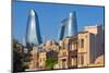 Old houses in the Inner City of Baku with Flaming Towers, Baku, Azerbaijan-Keren Su-Mounted Photographic Print