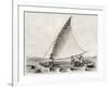 Old Illustration Of A Jangada, Traditional Fishing Boat Used In Northern Region Of Brazil-marzolino-Framed Art Print