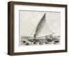 Old Illustration Of A Jangada, Traditional Fishing Boat Used In Northern Region Of Brazil-marzolino-Framed Art Print