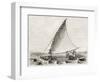 Old Illustration Of A Jangada, Traditional Fishing Boat Used In Northern Region Of Brazil-marzolino-Framed Art Print