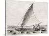 Old Illustration Of A Jangada, Traditional Fishing Boat Used In Northern Region Of Brazil-marzolino-Stretched Canvas