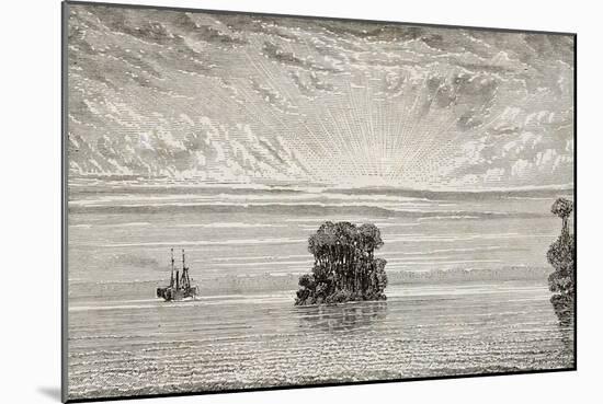 Old Illustration Of Amazon River Mouth, Brazil-marzolino-Mounted Premium Giclee Print