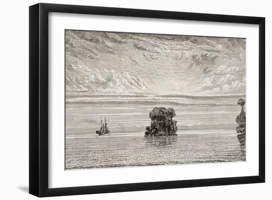 Old Illustration Of Amazon River Mouth, Brazil-marzolino-Framed Art Print