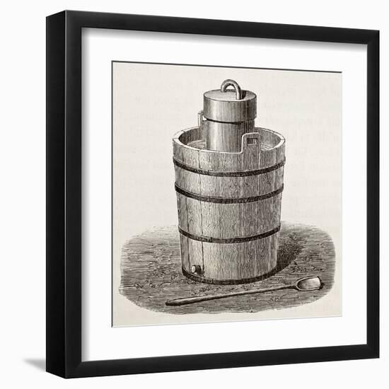 Old Illustration Of An Antique Ice Cream Maker-marzolino-Framed Art Print