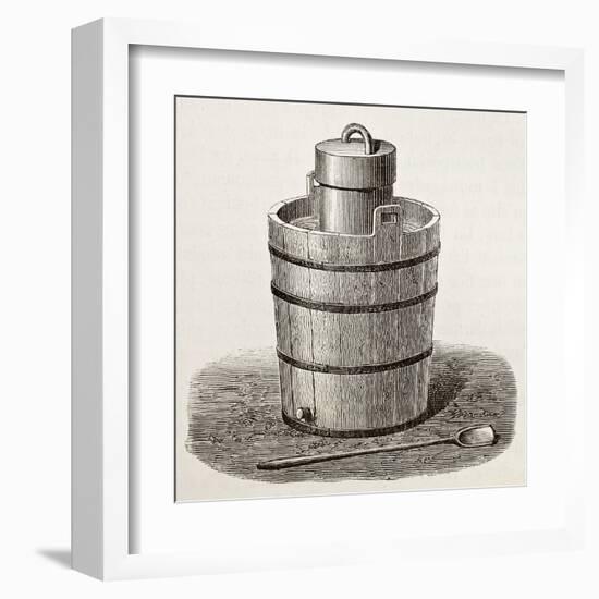 Old Illustration Of An Antique Ice Cream Maker-marzolino-Framed Art Print