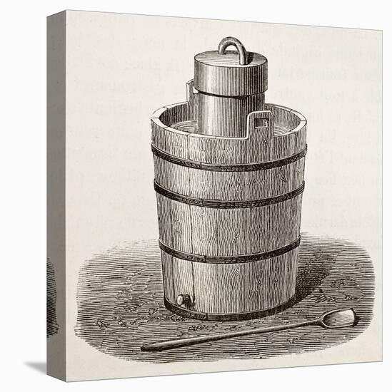 Old Illustration Of An Antique Ice Cream Maker-marzolino-Stretched Canvas