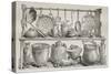 Old Illustration Of Bronze Pottery And Kitchen Utensils Found In Pompeii-marzolino-Stretched Canvas