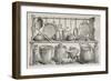 Old Illustration Of Bronze Pottery And Kitchen Utensils Found In Pompeii-marzolino-Framed Art Print