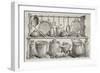 Old Illustration Of Bronze Pottery And Kitchen Utensils Found In Pompeii-marzolino-Framed Art Print