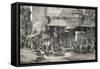 Old Illustration Of Butcher'S Shop In Frankfurt-marzolino-Framed Stretched Canvas