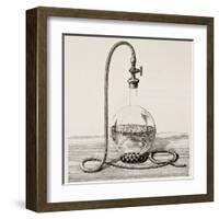 Old Illustration Of Laboratory Equipment For Water Boiling Under Vacuum-marzolino-Framed Art Print