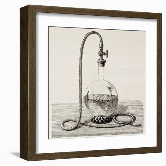 Old Illustration Of Laboratory Equipment For Water Boiling Under Vacuum-marzolino-Framed Art Print