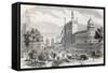 Old Illustration Of Main Street In Lucknow, India-marzolino-Framed Stretched Canvas