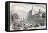 Old Illustration Of Main Street In Lucknow, India-marzolino-Framed Stretched Canvas