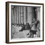Old Italian Women Knitting While They Socialize in the Colonade of St. Peter's Square, Vatican City-Margaret Bourke-White-Framed Photographic Print