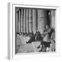 Old Italian Women Knitting While They Socialize in the Colonade of St. Peter's Square, Vatican City-Margaret Bourke-White-Framed Photographic Print