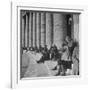 Old Italian Women Knitting While They Socialize in the Colonade of St. Peter's Square, Vatican City-Margaret Bourke-White-Framed Photographic Print