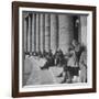 Old Italian Women Knitting While They Socialize in the Colonade of St. Peter's Square, Vatican City-Margaret Bourke-White-Framed Photographic Print