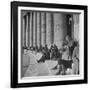 Old Italian Women Knitting While They Socialize in the Colonade of St. Peter's Square, Vatican City-Margaret Bourke-White-Framed Photographic Print