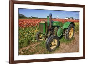 Old John Deere, Wooden Shoe Tulip Farm, Woodburn, Oregon, USA-Rick A^ Brown-Framed Photographic Print