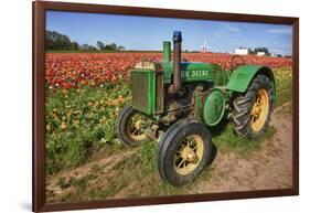 Old John Deere, Wooden Shoe Tulip Farm, Woodburn, Oregon, USA-Rick A^ Brown-Framed Photographic Print