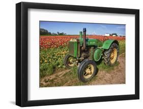 Old John Deere, Wooden Shoe Tulip Farm, Woodburn, Oregon, USA-Rick A^ Brown-Framed Photographic Print