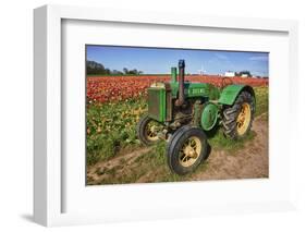 Old John Deere, Wooden Shoe Tulip Farm, Woodburn, Oregon, USA-Rick A^ Brown-Framed Photographic Print