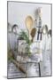 Old Kitchen Utensils: Spoons, Beater, Wooden Spoon and Linen Dish Towel-Martina Schindler-Mounted Premium Photographic Print