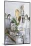 Old Kitchen Utensils: Spoons, Beater, Wooden Spoon and Linen Dish Towel-Martina Schindler-Mounted Photographic Print