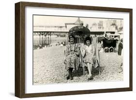 Old Lady Tourists at Beach-null-Framed Art Print