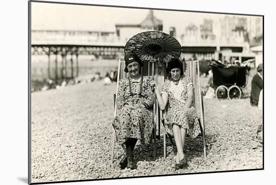 Old Lady Tourists at Beach-null-Mounted Art Print