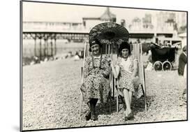 Old Lady Tourists at Beach-null-Mounted Art Print