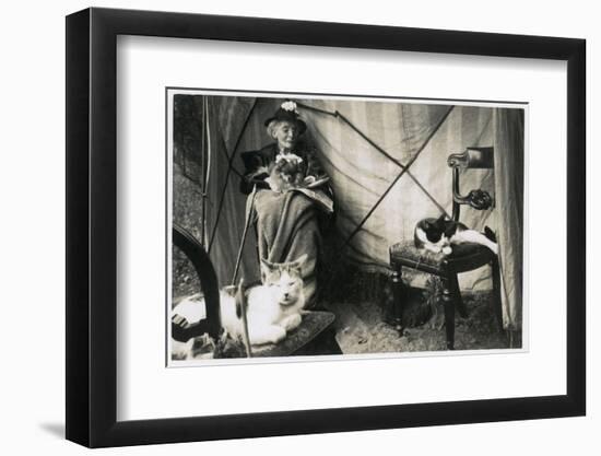 Old Lady with Two Dogs and Two Cats-null-Framed Photographic Print