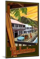 Old Lahaina Fishing Town with Surfer, Maui, Hawaii-null-Mounted Poster