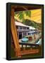 Old Lahaina Fishing Town with Surfer, Maui, Hawaii-null-Framed Poster