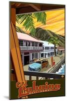 Old Lahaina Fishing Town with Surfer, Maui, Hawaii-Lantern Press-Mounted Art Print